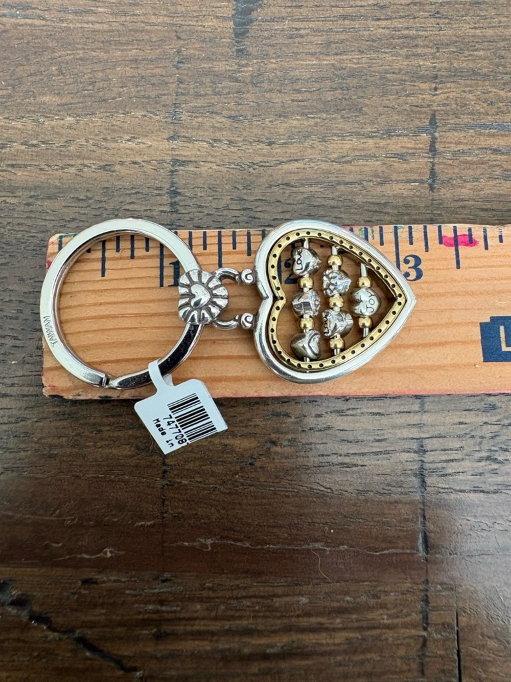 Brighton vintage Heart Frame Keychain with Gold & Silver Bead Detail - Picture 3 of 3